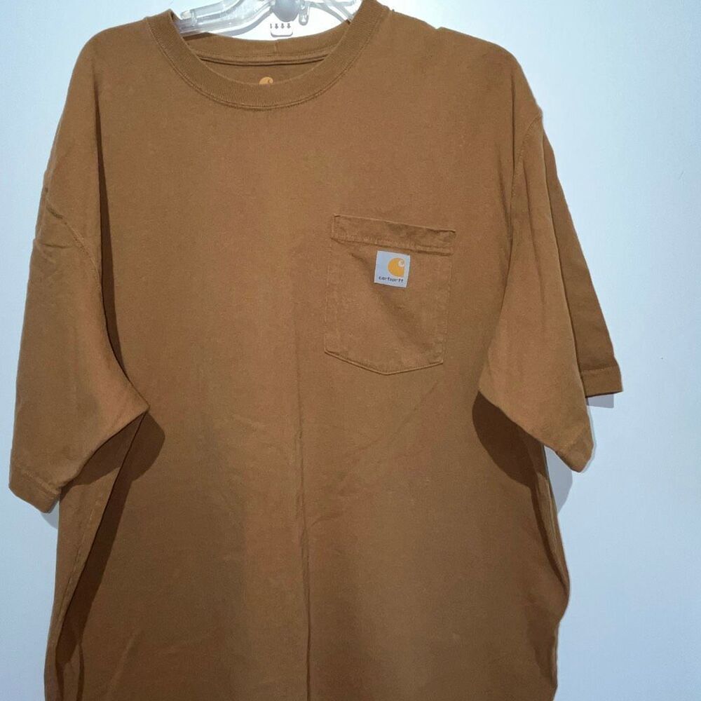 Carhartt Men's Tan Original Fit Short Sleeve Pocket Logo T-Shirt Size XL